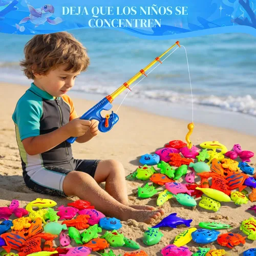 Miniatura 5 de CozyBomB™ - Juego de juguetes magnéticos de pesca para niños Juego de mesa de agua, bañera, piscina para niños, caña de pescar, red, peces