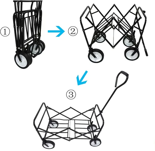 Miniatura 4 de Carro plegable multifunción azul al aire libre ruedas portátiles para uso público, camping, comestibles, compras, transporte de niños, picnic