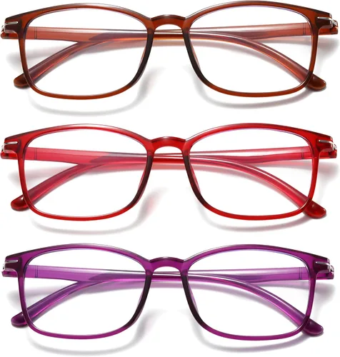 Miniatura 9 de Gafas de lectura para hombres/mujeres, 3 pares de anteojos, lectores de luz azul, anteojos de computadora, lectores de computadora