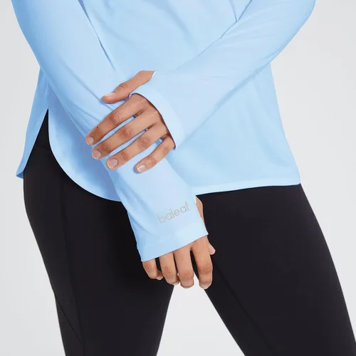 Miniatura 5 de baleaf Camiseta de protección solar con capucha para mujer, con protección solar UPF 50+, manga larga, protección UV, protección contra erupciones
