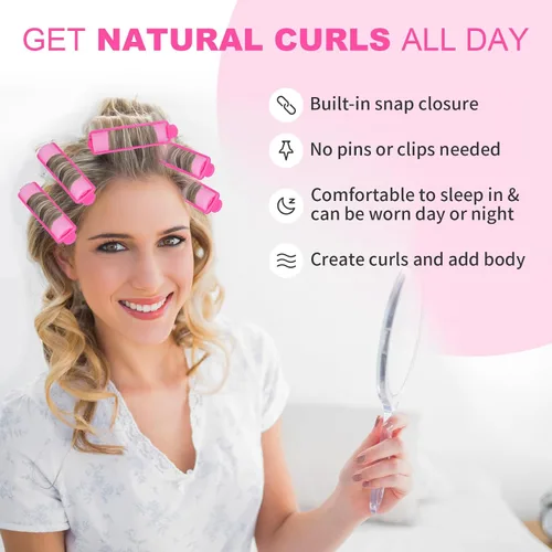 Miniatura 2 de 60 Piezas Rodillos de Espuma para Cabello - Rizadores Suaves para Dormir para Peinado del Cabello (0.59 pulgadas, Rosa)