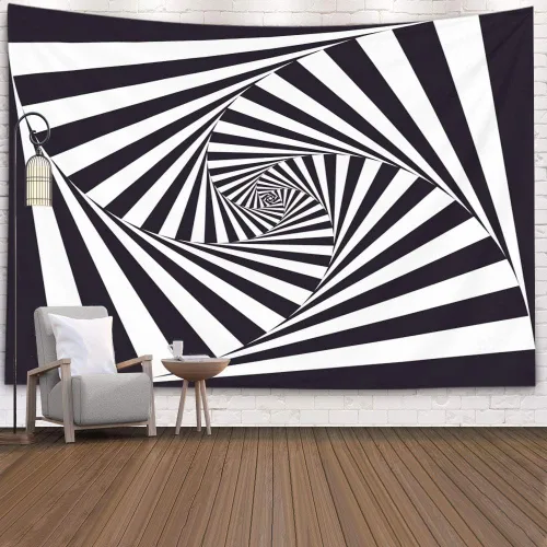 Miniatura 8 de Crannel Papel tapiz decorativo en blanco y negro, arte también conocido como estilo óptico visual que hace uso de ilusiones es un tapiz de 50 x 60