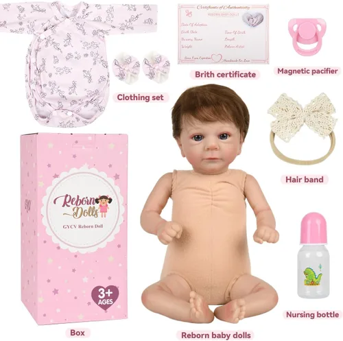 Miniatura 6 de Muñecas de bebé Reborn realistas de 18 pulgadas, muñecas realistas de niña recién nacida con cuerpo posable, suave y pesado, muñeca de bebé