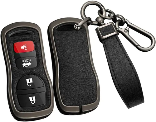 ontto Funda de cuero para llavero Infiniti FX35 FX45 QX4 Smart Remote Metal para Nissan Armada Frontier Murano NV1500 Pathfinder Titan 2002 en