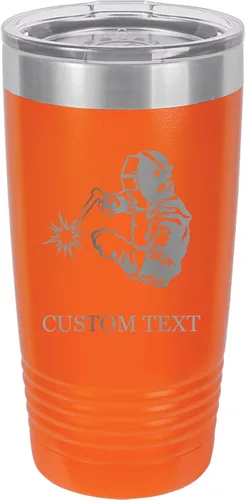 Miniatura 7 de Vaso de acero inoxidable con aislamiento al vacío de 20 onzas personalizado de doble pared grabado con láser taza negra para café, soldador