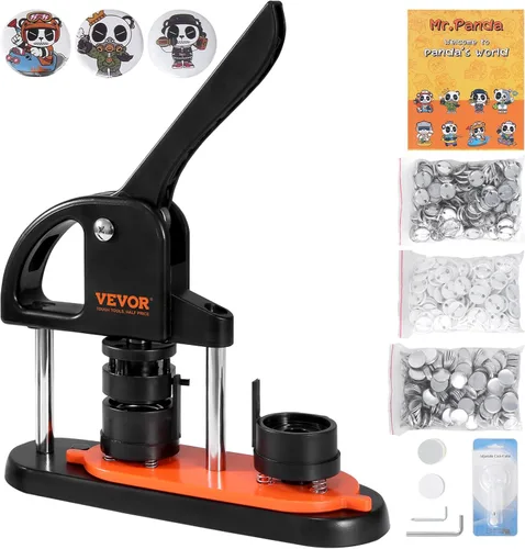 VEVOR - Máquina para hacer botones, 32mm/1.25 pulgadas con 500 piezas de botones, kit de prensa de punzón con mango ergonómico en arco, máquina para