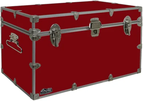 C&N Footlockers - Baúl de almacenamiento XL para graduados - Fabricado en los Estados Unidos - Baúl de acero para dormitorio universitario y Rojo