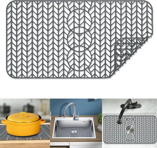 Miniatura 15 de Protectores de fregadero para fregadero de cocina de 12, 13, 16, 18, 19, 24, 26, 28, 29, 30 pulgadas, alfombrilla de silicona para fregadero