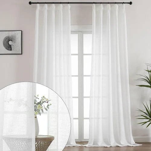 Miniatura 26 de Cortinas semitraslúcidas de lino neutro de 84 pulgadas de largo, cortinas y cortinas de lino beige crema que filtran la luz, tratamientos modernos