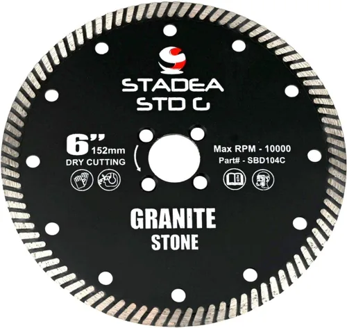 Miniatura 20 de SBD101C Hoja de sierra de diamante de 4 pulgadas de corte continuo turbo seco - Corta granito cuarcita, compatible con amoladora, cortador