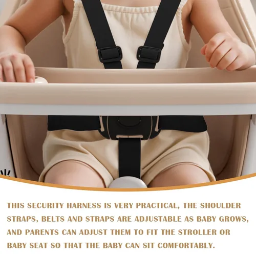 Miniatura 7 de 2 correas universales de arnés de 5 puntos, correas ajustables para el hombro, protección completa, cinturón de arnés para niños para silla alta