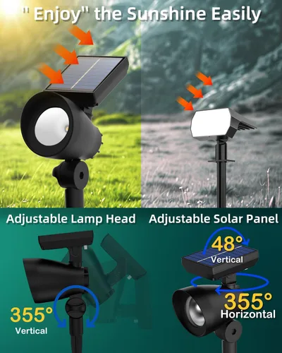 Miniatura 4 de Luces solares para exteriores, focos solares para exteriores, paquete de 6 focos solares impermeables IP44, luces solares de encendido y apagado