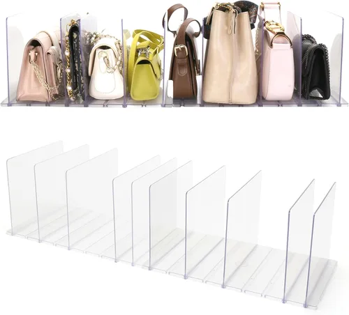 Organizador de bolso para armario, organizador de bolsa de mano de acrílico transparente, divisor de estante ajustable para organizadores de armario