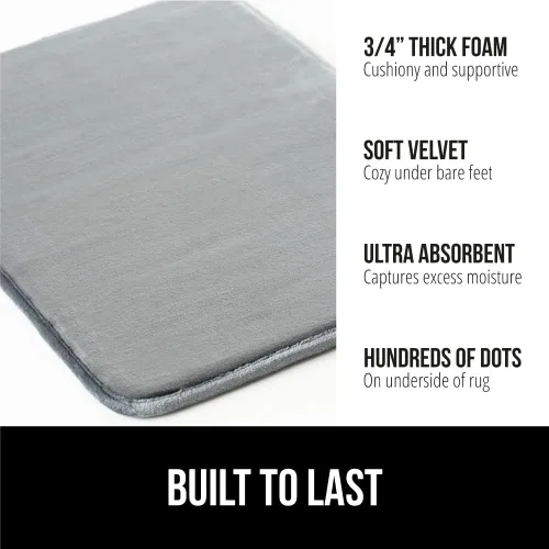 Miniatura 3 de GORILLA GRIP Alfombras de Baño de Espuma Viscoelástica, Tapetes de Baño de Terciopelo Suave y Absorbente, Puntos Duraderos en la Parte Inferior