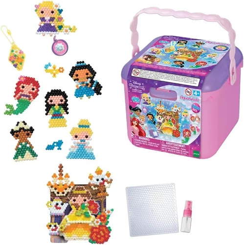 Aquabeads Disney Princess Creation Cube, Kit completo de cuentas para artes y manualidades para niños - Más de 2,500 cuentas y soporte de