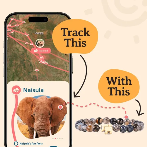 Miniatura 4 de Fahlo Pulsera de seguimiento de elefantes, elástica, soporta Save The Elephants, talla única para hombres y mujeres