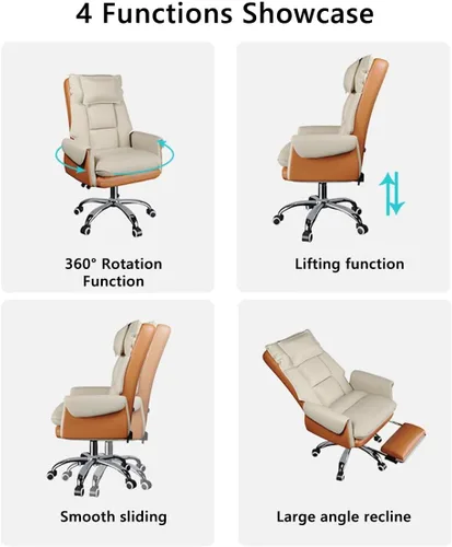 Miniatura 7 de Silla de oficina ejecutiva, silla de oficina grande y alta, silla ergonómica de cuero, sillas de escritorio para oficina en casa, sillas de negro