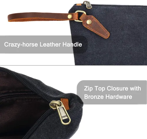 Miniatura 3 de Bolso de pulsera de lona de cuero