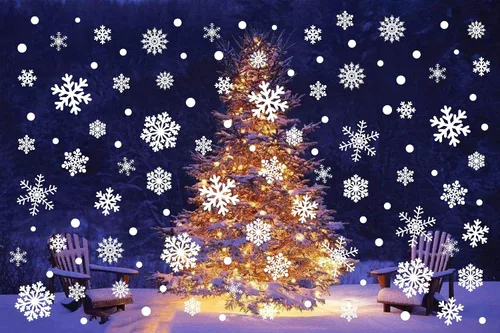 Miniatura 7 de Q-BABY 200 calcomanías estáticas de copos de nieve para decoración de ventanas de Navidad, 200