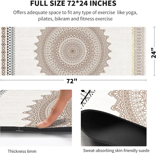 Miniatura 3 de nuveti Alfombrilla de yoga con estampado extra grueso de elastómero termoplástico antideslizante con bolsa de transporte, 72 x 24 pulgadas, extra YHY