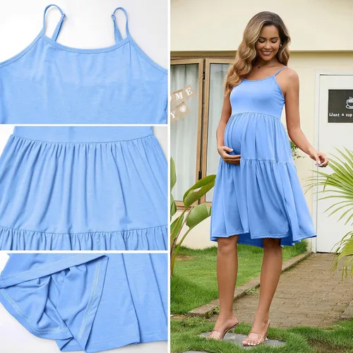 Miniatura 133 de GINKANA Vestido de maternidad sin mangas para mujer, con tirantes ajustables, vestido casual de verano para uso diario o baby shower