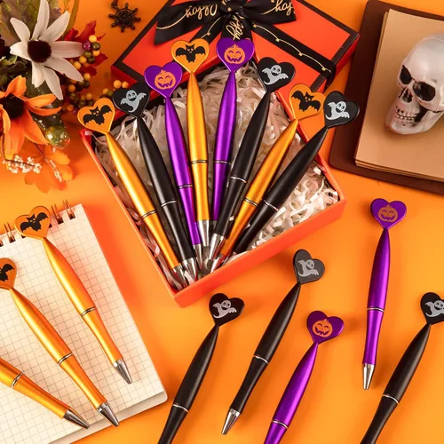 Miniatura 2 de 48 bolígrafos de Halloween, calabaza, fantasma, murciélago. Bolígrafo retráctil de tinta negra de 0.039 in para Halloween, suministros de fiesta