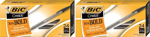 Miniatura 7 de BIC Cristal Xtra Bold Bolígrafos de punta extra gruesa (1.6mm), tinta azul, paquete de 24 unidades, bolígrafos perfectos para líneas vívidas y Azul