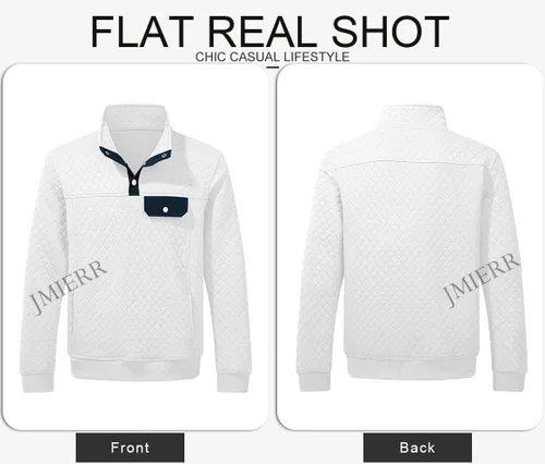 Miniatura 5 de JMIERR Sudadera acolchada para hombre, casual, de manga larga, cuello alto, con botones