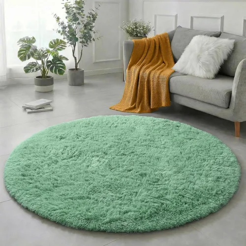 Miniatura 45 de Amdrebio Alfombra Redonda Azul Marino Oscuro de 4 Pies para Habitación de Niños Dormitorio, Alfombras de Área Circulares de Felpa Shag Esponjosa