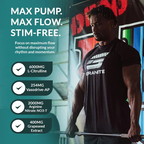 Miniatura 6 de Granite Nutrition Vaso Blast - Preentrenamiento sin estimulación - Soporte de óxido nítrico no rígido para bomba, físico y capacidad muscular