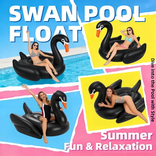 Miniatura 5 de Flotador gigante para piscina, cisne negro, juguete inflable para fiesta de piscina, piscina, salón, balsa con múltiples cámaras de inflado