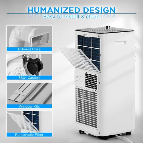 Miniatura 6 de TURBRO Finnmark - Aire acondicionado portátil de 8,000 BTU, deshumidificador y ventilador, unidad de aire acondicionado 3 en 1 para habitaciones