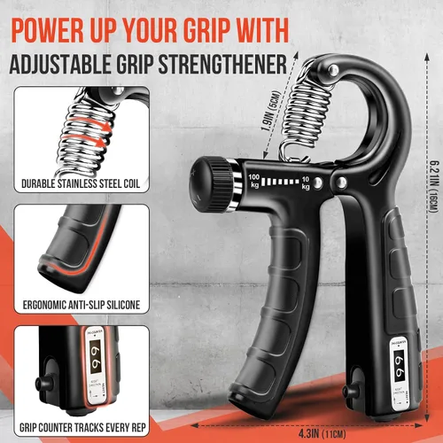 Miniatura 2 de TEAWOO Paquete de 4 unidades de entrenamiento de fuerza de agarre, fortalecedor de antebrazo ajustable, bolas fortalecedoras de agarre de mano