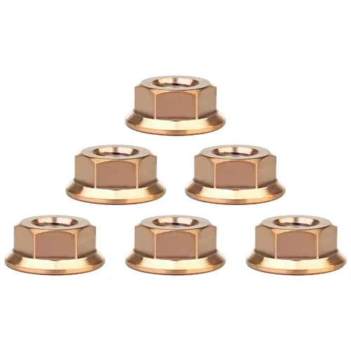 Titanium DIN6923 M5 M6 M8 M10 M12 M14 M16 - Juego de 6 tuercas hexagonales (paso M5, 0.031 in, bronce)