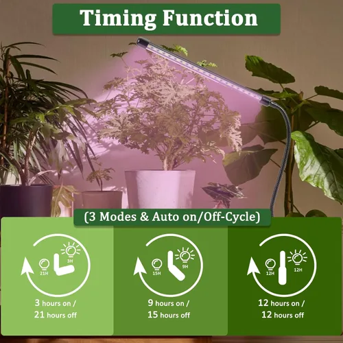 Miniatura 5 de Luces de Cultivo para Plantas de Interior 20 LED, Luces de Cultivo de Plantas de Interior de Espectro Completo Auto Encendido Apagado