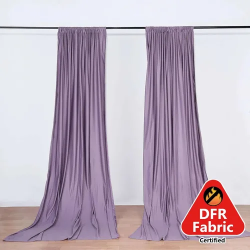 Miniatura 2 de Efavormart - Paquete de 2 cortinas de fondo ignífugo de amatista violeta de 10 x 10 pies, resistentes y sin arrugas, para eventos teatrales y galas