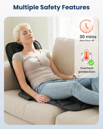 Miniatura 4 de Comfier - Tapete de Masaje de Cuerpo Completo, Almohadilla de Masaje de Calor y Vibración para Silla de Masaje con 10 Motores de Vibración, 5 Modos