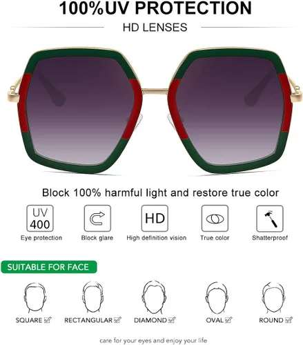Miniatura 4 de WOWSUN Oversized Big Fashion Sunglasses for Women Irregular Large Shades UV Protection