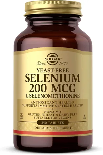 Solgar Selenio Libre de Levadura 200 mcg, 250 Comprimidos - Apoya la Salud del Sistema Antioxidante e Inmunológico - Sin GMO, Vegano, Sin Gluten,