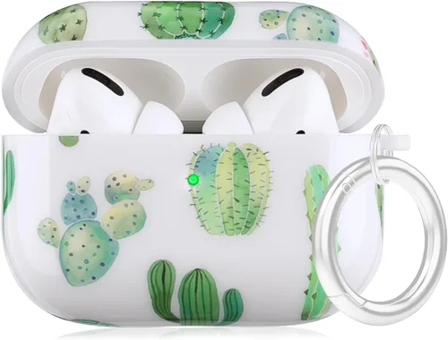 Miniatura 20 de Funda para Airpods Pro - YOMPLOW Funda protectora rígida de piel portátil y a prueba de golpes para mujeres y niñas con llavero para Apple Airpods