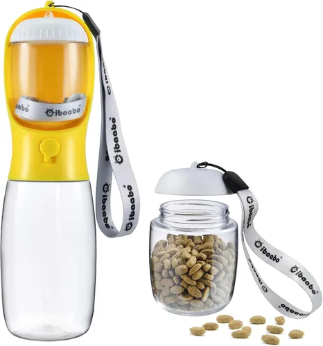 Miniatura 17 de Cibaabo Botella de agua para perros con contenedor de alimentos, cuenco de agua para cachorros de viaje, dispensador portátil para mascotas