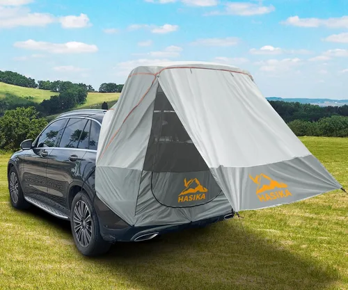 Miniatura 2 de Hasika Toldo para tienda de campaña, toldo para camping, viajes por carretera, parque, impermeable, 118.110 in, UPF 50+, color gris (grande)