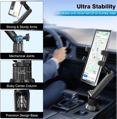 Miniatura 2 de Soporte para tablet de automóvil para camión, iPad con soporte de brazo ajustable de 15 pulgadas para tablet iPhone 4.7-13 pulgadas, iPad Pro Air