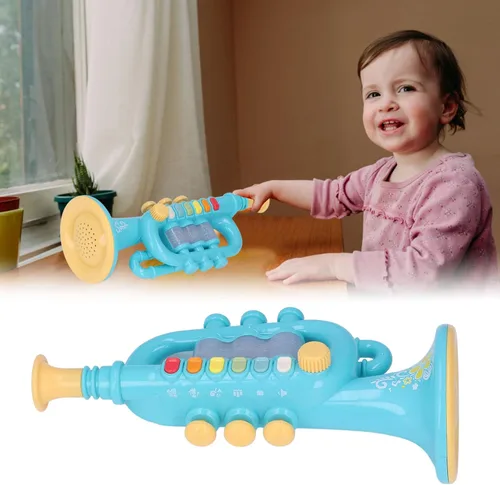 Miniatura 6 de Instrumentos musicales, trompeta para niños, juguete de música preescolar para niños y niñas (azul)
