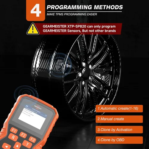 Miniatura 5 de Herramienta de programación TPMS, juego de herramienta de aprendizaje del sistema de monitoreo de presión de neumáticos con 4 sensores programables