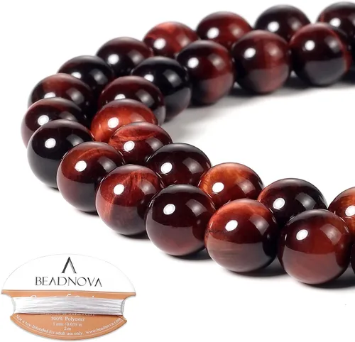 Miniatura 9 de Cuentas de ónix negro BEADNOVA con cuentas de cristal natural, piedras preciosas, redondas, sueltas, curativas de energía con cordón elástico de 01)
