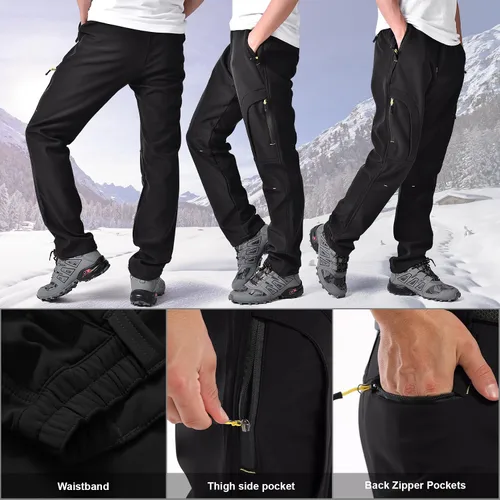 Miniatura 2 de Toomett Pantalones de nieve para senderismo para hombre, esquí, invierno, con forro polar, repelente al agua, campamento, caminar, pesca