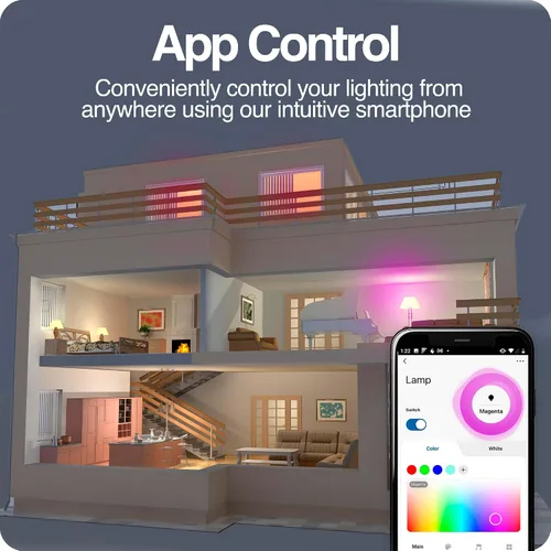 Miniatura 4 de Intermatic ABRA BR30 - Bombilla inteligente Wi-Fi, 750 lúmenes, LED RGB que cambia de color controlado por voz, compatible con Alexa y Google Home