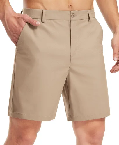 Libin Pantalones cortos de golf para hombre, pantalones cortos de vestir casuales de trabajo con frente plano de 7 pulgadas y 9 pulgadas, elásticos,