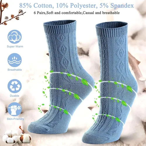 Miniatura 2 de Mcool Mary Calcetines altos para mujer, de punto casual, de algodón, cómodos, transpirables, frescos, para niñas, paquete de 6